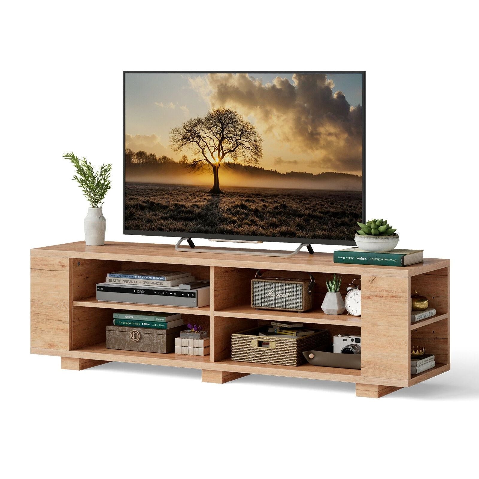 تسوق الان طاولة تلفزيون عصرية من خشب طبيعي اونلاين | بيوت