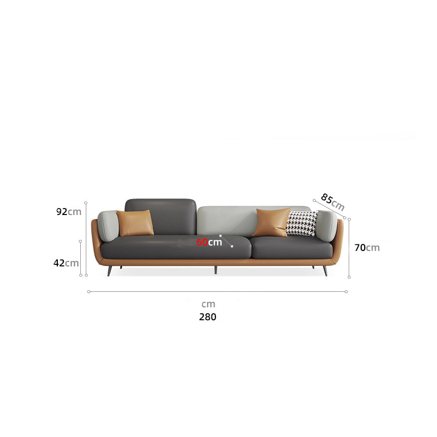 أريكة جلدية ثلاثية بأرجل معدنية